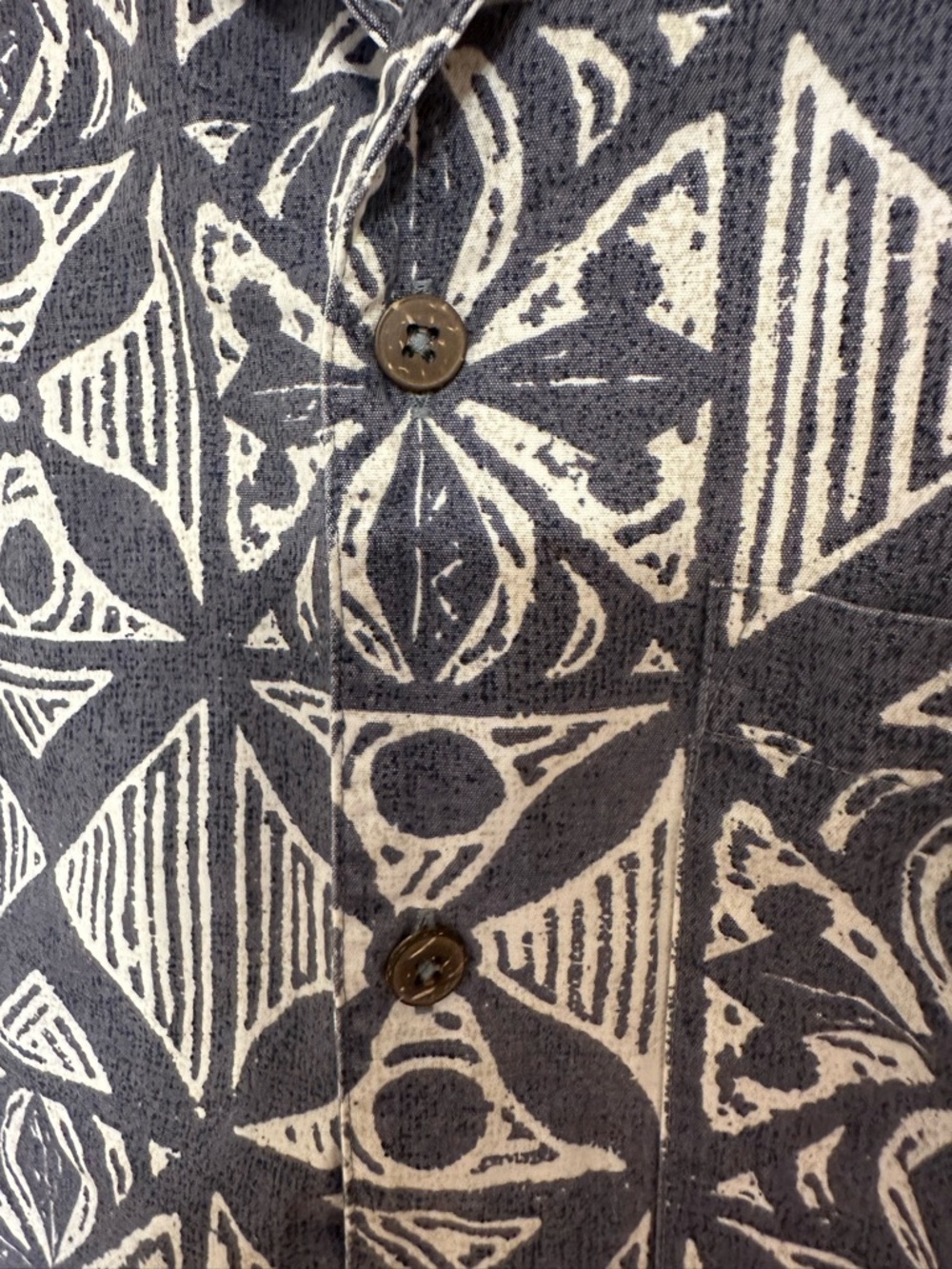 Vtg Patagonia Pataloha Blue Grey Cream Hawaiian Camp Shirt Organic Cotton Luau - Picture 12 of 13